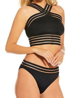 Women's Black Bikini With Mesh Details T=XL B=L